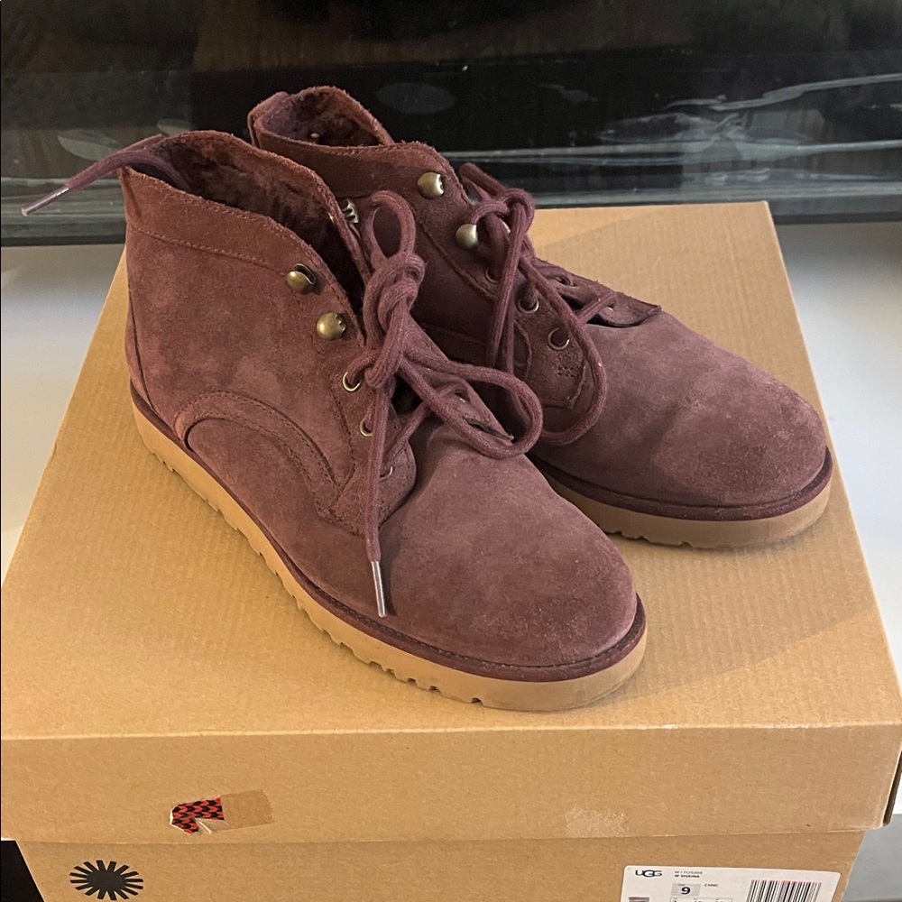 UGG Plum Suede Lace-Up Boots